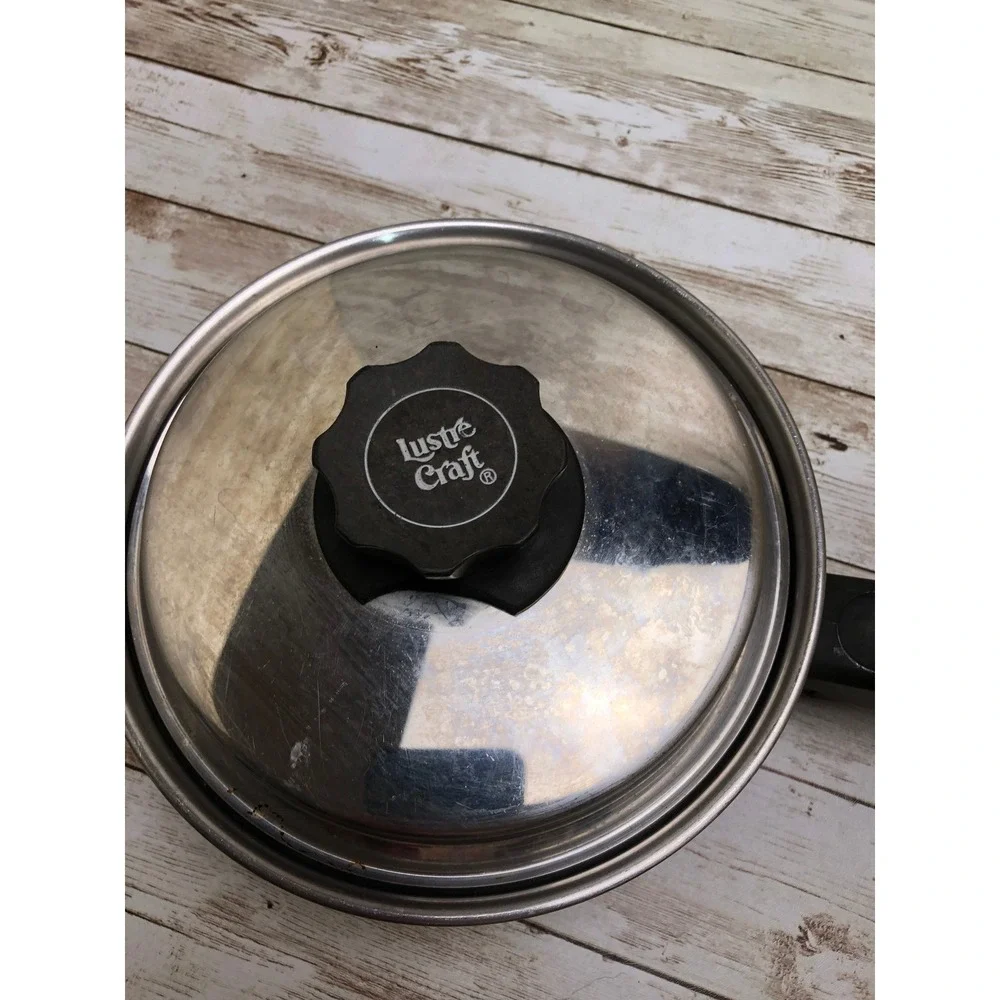 Lustre Craft Saucepan Silver 1 Quart 3 Ply Stainless Steel Cookware Lid USA